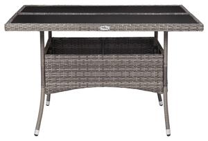 Outdoor Dining Table Grey Poly Rattan and Glass
