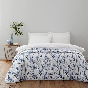 Zen Reversible Printed Navy Bedspread Navy Blue/White