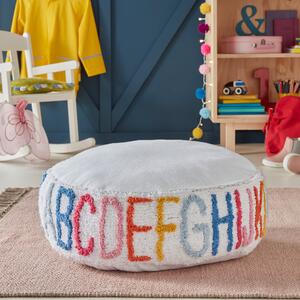 Kid's Tufted Alphabet Pouffe Red/Blue/White