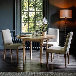 Chester 4 Seater Round Dining Table, Solid Oak Brown