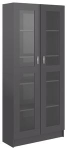 Vitrine Cabinet High Gloss Grey 82.5x30.5x185.5 cm Engineered Wood