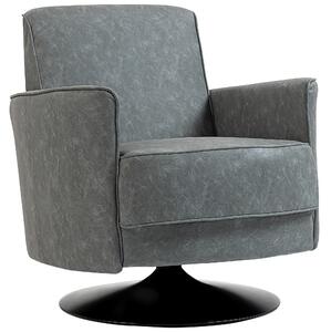 HOMCOM Upholstered Swivel Accent Chair with Thick Padding, Grey
