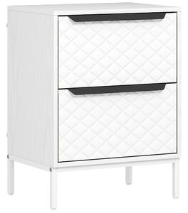 HOMCOM Chest of Drawers, Dresser with 2 Fabric Drawers and Aluminium Handles - White