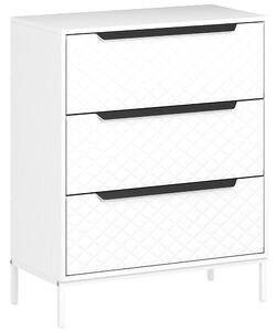 HOMCOM Chest of Drawers, Dresser with 3 Fabric Drawers and Aluminium Handles - White