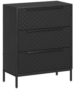 HOMCOM Chest of Drawers, Dresser with 3 Fabric Drawers and Aluminium Handles - Black
