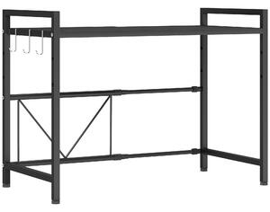 HOMCOM Expandable Microwave Oven Rack with 3 Hooks - Black