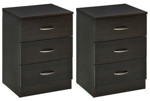 HOMCOM Bedside Cabinet with Drawer and Shelf, White Bedside Table for Bedroom, Living Room, Nightstand Side Table with Metal Rail Set of 2