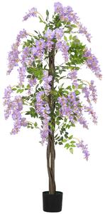 HOMCOM Artificial Wisteria Flower, Tall Fake Plant with 756 Leaves and 54 Flowers in Pot, Decorative Artificial Plant for Home Indoor Decor, 180 cm, Purple