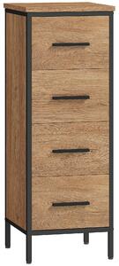 HOMCOM Narrow Bathroom Storage Cabinet with 4 Drawers - Oak