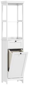 HOMCOM Tall Bathroom Cabinet with Tilt-Out Laundry Basket - White