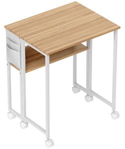 HOMCOM 63 cm Drop Leaf Writing Work Desk - Natural Wood Finish