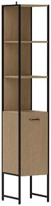 HOMCOM Tall Bathroom Cabinet with Open Shelves and Adjustable Shelf - Natural Wood Finish