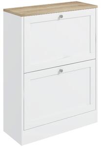HOMCOM Narrow Shoe Cabinet with 2 Flip Drawers and Adjustable Shelves - White