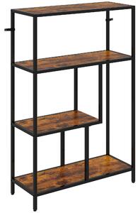 HOMCOM 4-Tier Bookshelf with Open Shelves - Rustic Brown