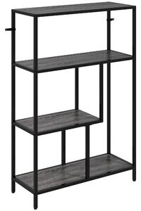 HOMCOM 4-Tier Bookshelf with Open Shelves - Charcoal Grey
