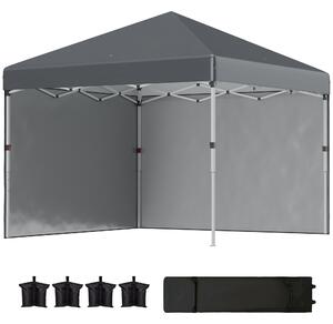Outsunny 3 x 3m Gazebo Pop Up with Sides, Leg Weight Bags, Height Adjustable Party Tent Event Shelter for Garden, Dark Grey Aosom UK