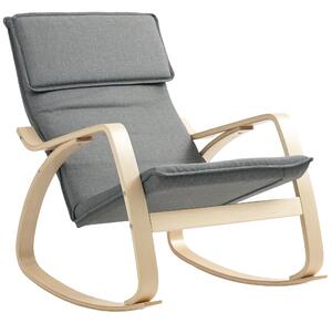 HOMCOM Comfortable Relax Rocking Chair, Upholstered Lounge Chair Recliner with High Back and Headrest for Living Room, Bedroom, Grey