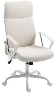 HOMCOM Fabric High Back Office Chair - Cream White