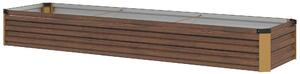 Outsunny 60 x 240cm Galvanised Steel Planter, with Open Bottom, Brown