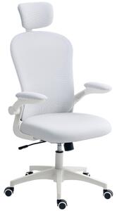 Vinsetto Multi-Adjustable Office Chair, with Lumbar Support, Headrest and Mesh Back - White