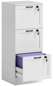 HOMCOM 3-Drawer Filing Cabinet with Lock - White