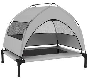 PawHut Portable Elevated Dog Bed with Removable Canopy, Cooling Raised Pet Cot for Small Medium Dogs, 76 x 61 x 60 cm