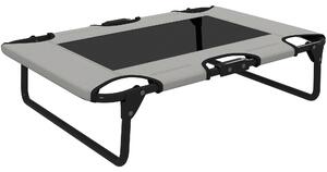 PawHut Portable Raised Dog Bed, Elevated Pet Cot with Breathable Mesh for Indoor Outdoor, for Small Medium Dogs, Light Grey