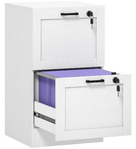HOMCOM 2-Drawer Filing Cabinet with Lock - White