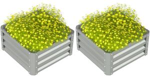 Outsunny Set of Two 60 x 60cm Steel Planter Boxes - Light Grey