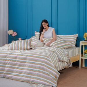 Ella Cotton - Serene Striped Duvet Cover, Fitted Sheet & Pillowcases Set, Double