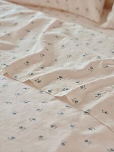 Dusk Blue Posy Bud Linen Blend Flat Sheet | Single | Piglet in Bed