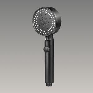 Showery® 5 Mode High Pressure Shower Head - Chrome/Silver, With Stop Button / Black