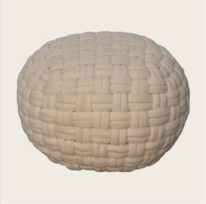 Handcrafted Tube Pouffe with Pleated Design and Breathable Cotton Fabric, Futon with Delivered Fully Assembled, 48L x 48W x 36H cm, White Aosom UK