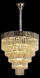 Prestige Metro Large Tiered Ceiling Pendant Light In Polished Nickel With Cognac Sculptured Glass 80cm
