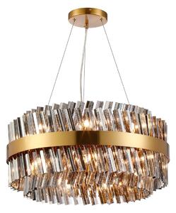 Hampton 18 Light Round Ceiling Pendant Light In Brass Finish With Smoked Glass 60cm