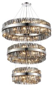 Hampton 3 Tier Ceiling Pendant Light In Polished Nickel Finish With Smoked Glass 60+80+100cm