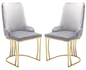 Burma Silver PU Leather Dining Chairs With Gold Frame In Pair