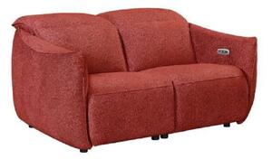 Leiria Fabric Recliner 2 Seater Sofa In Ruby