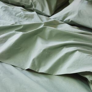 Mellow Green Washed Cotton Percale Flat Sheet | Single | Piglet in Bed