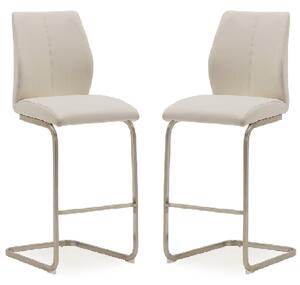 Ithaca Taupe Faux Leather Bar Chairs With Chrome Base In Pair