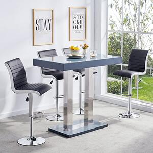 Caprice Grey High Gloss Bar Table 4 Ritz Black White Stools