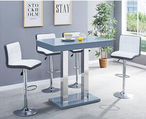 Caprice Grey High Gloss Bar Table 4 Copez White Grey Stools