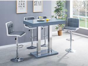 Caprice Grey High Gloss Bar Table 4 Copez Grey White Stools