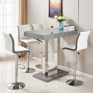 Caprice Grey High Gloss Bar Table 4 Ritz White Grey Stools