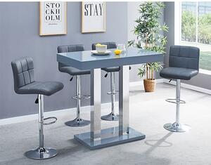 Caprice Grey High Gloss Bar Table 4 Coco Grey Stools