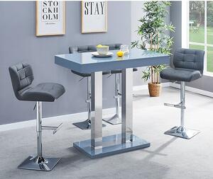 Caprice Grey High Gloss Bar Table 4 Candid Grey Stools