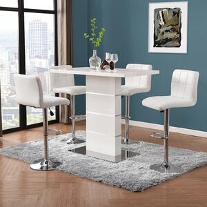 Parini White Gloss Bar Table With 4 Coco White Stools