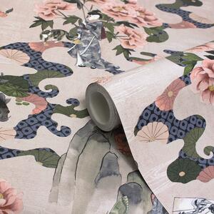 Geisha Floral Digitally Printed Wallpaper Blush