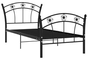 Bed Frame with Football Design Black Metal 90x200 cm