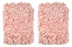 Set of 2 Artificial Hydrangea Flower Wall Panels Pink